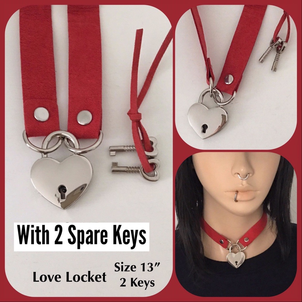 Silver Love Lock Necklace Choker